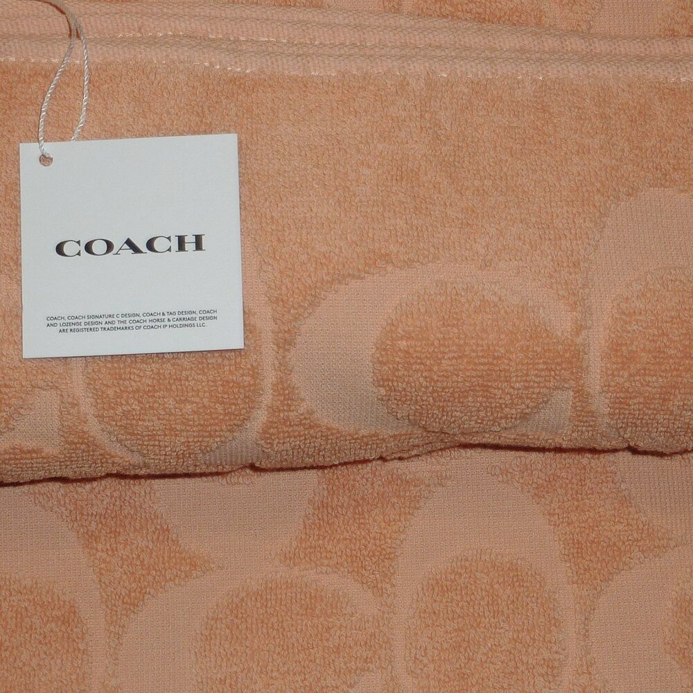 NWT Authentic Coach CV318 XL Signature Cotton Beach Bath Towel Turquoise Unisex - Picture 5 of 7
